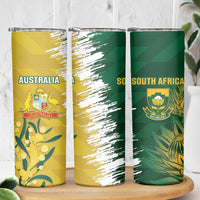 Custom Australia And South Africa Cricket Skinny Tumbler Aussies Proteas Together - Wonder Print Shop