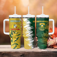Custom Australia And South Africa Cricket Tumbler With Handle Aussies Proteas Together - Wonder Print Shop