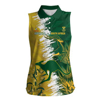 Custom Australia And South Africa Cricket Women Sleeveless Polo Shirt Aussies Proteas Together - Wonder Print Shop