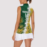 Custom Australia And South Africa Cricket Women Sleeveless Polo Shirt Aussies Proteas Together - Wonder Print Shop