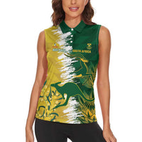 Custom Australia And South Africa Cricket Women Sleeveless Polo Shirt Aussies Proteas Together - Wonder Print Shop