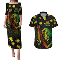 Jamaica Legend Bob Day Couples Matching Puletasi and Hawaiian Shirt One Love Jamaican Reggae African Pattern - Wonder Print Shop