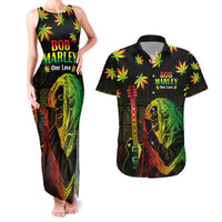 Jamaica Legend Bob Day Couples Matching Tank Maxi Dress and Hawaiian Shirt One Love Jamaican Reggae African Pattern - Wonder Print Shop