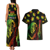 Jamaica Legend Bob Day Couples Matching Tank Maxi Dress and Hawaiian Shirt One Love Jamaican Reggae African Pattern - Wonder Print Shop