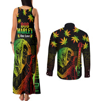 Jamaica Legend Bob Day Couples Matching Tank Maxi Dress and Long Sleeve Button Shirt One Love Jamaican Reggae African Pattern - Wonder Print Shop
