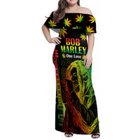 Jamaica Legend Bob Day Family Matching Off Shoulder Maxi Dress and Hawaiian Shirt One Love Jamaican Reggae African Pattern - Wonder Print Shop