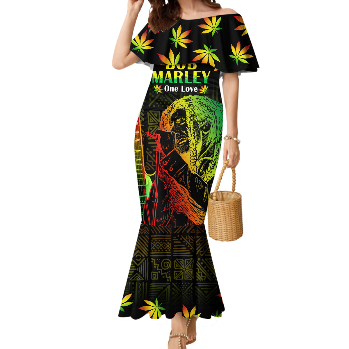 Jamaica Bob Marley Day Mermaid Dress One Love Jamaican Reggae African Pattern