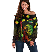 Jamaica Legend Bob Day Off Shoulder Sweater One Love Jamaican Reggae African Pattern - Wonder Print Shop