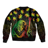 Jamaica Legend Bob Day Sleeve Zip Bomber Jacket One Love Jamaican Reggae African Pattern - Wonder Print Shop