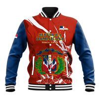 Dominican Republic Independence Day Baseball Jacket Coat Of Arms With Bayahibe Rose - Wonder Print Shop