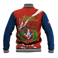 Dominican Republic Independence Day Baseball Jacket Coat Of Arms With Bayahibe Rose - Wonder Print Shop