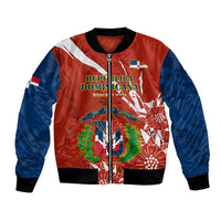 Dominican Republic Independence Day Bomber Jacket Coat Of Arms With Bayahibe Rose - Wonder Print Shop