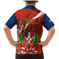 Dominican Republic Independence Day Family Matching Mermaid Dress and Hawaiian Shirt Coat Of Arms With Bayahibe Rose - Wonder Print Shop