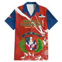 Dominican Republic Independence Day Family Matching Mermaid Dress and Hawaiian Shirt Coat Of Arms With Bayahibe Rose - Wonder Print Shop