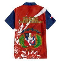 Dominican Republic Independence Day Family Matching Tank Maxi Dress and Hawaiian Shirt Coat Of Arms With Bayahibe Rose - Wonder Print Shop