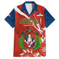 Dominican Republic Independence Day Hawaiian Shirt Coat Of Arms With Bayahibe Rose - Wonder Print Shop
