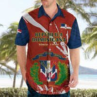 Dominican Republic Independence Day Hawaiian Shirt Coat Of Arms With Bayahibe Rose - Wonder Print Shop