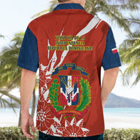 Dominican Republic Independence Day Hawaiian Shirt Coat Of Arms With Bayahibe Rose - Wonder Print Shop