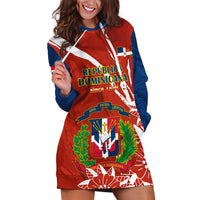 Dominican Republic Independence Day Hoodie Dress Coat Of Arms With Bayahibe Rose - Wonder Print Shop