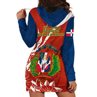 Dominican Republic Independence Day Hoodie Dress Coat Of Arms With Bayahibe Rose - Wonder Print Shop