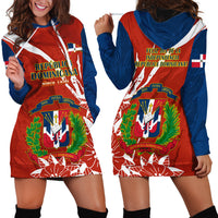 Dominican Republic Independence Day Hoodie Dress Coat Of Arms With Bayahibe Rose - Wonder Print Shop