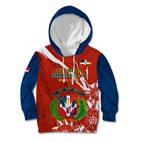 Dominican Republic Independence Day Kid Hoodie Coat Of Arms With Bayahibe Rose - Wonder Print Shop