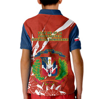 Dominican Republic Independence Day Kid Polo Shirt Coat Of Arms With Bayahibe Rose - Wonder Print Shop