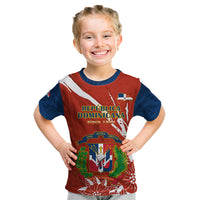 Dominican Republic Independence Day Kid T Shirt Coat Of Arms With Bayahibe Rose - Wonder Print Shop