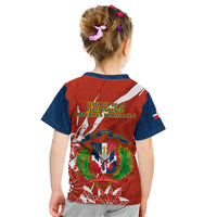 Dominican Republic Independence Day Kid T Shirt Coat Of Arms With Bayahibe Rose - Wonder Print Shop