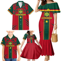 Custom Cameroon Football Family Matching Mermaid Dress and Hawaiian Shirt 2024 African Nations Go Champions Lion Style - Wonder Print Shop