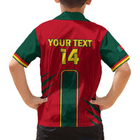Custom Cameroon Football Family Matching Short Sleeve Bodycon Dress and Hawaiian Shirt 2024 African Nations Go Champions Lion Style - Wonder Print Shop