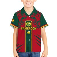 Custom Cameroon Football Family Matching Short Sleeve Bodycon Dress and Hawaiian Shirt 2024 African Nations Go Champions Lion Style - Wonder Print Shop