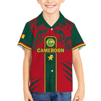 Custom Cameroon Football Kid Hawaiian Shirt 2024 African Nations Go Champions Lion Style - Wonder Print Shop