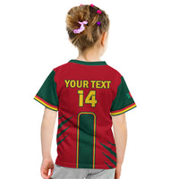 Custom Cameroon Football Kid T Shirt 2024 African Nations Go Champions Lion Style - Wonder Print Shop