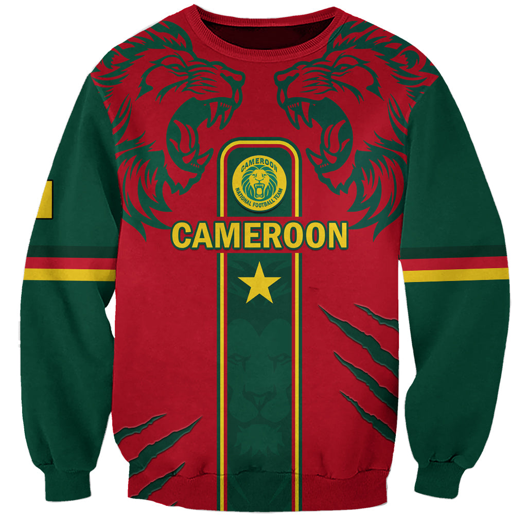 Custom Cameroon Football Sweatshirt 2024 African Nations Go Champions Lion Style