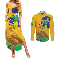 Brasil Volleyball Couples Matching Summer Maxi Dress and Long Sleeve Button Shirt Go Champions Canario-da-terra