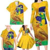 Brasil Volleyball Family Matching Long Sleeve Bodycon Dress and Hawaiian Shirt Go Champions Canario-da-terra