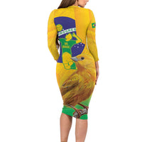 Brasil Volleyball Family Matching Long Sleeve Bodycon Dress and Hawaiian Shirt Go Champions Canario-da-terra