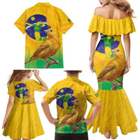 Brasil Volleyball Family Matching Mermaid Dress and Hawaiian Shirt Go Champions Canario-da-terra