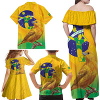 Brasil Volleyball Family Matching Off Shoulder Maxi Dress and Hawaiian Shirt Go Champions Canario-da-terra