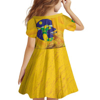 Brasil Volleyball Family Matching Off Shoulder Short Dress and Hawaiian Shirt Go Champions Canario-da-terra