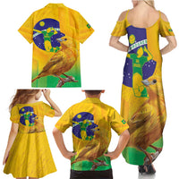 Brasil Volleyball Family Matching Summer Maxi Dress and Hawaiian Shirt Go Champions Canario-da-terra