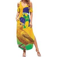 Brasil Volleyball Family Matching Summer Maxi Dress and Hawaiian Shirt Go Champions Canario-da-terra