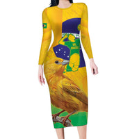 Brasil Volleyball Long Sleeve Bodycon Dress Go Champions Canario-da-terra