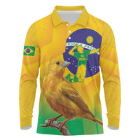 Brasil Volleyball Long Sleeve Polo Shirt Go Champions Canario-da-terra