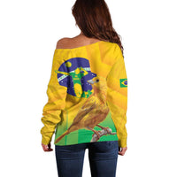 Brasil Volleyball Off Shoulder Sweater Go Champions Canario-da-terra