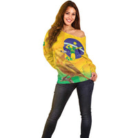 Brasil Volleyball Off Shoulder Sweater Go Champions Canario-da-terra