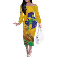 Brasil Volleyball Off The Shoulder Long Sleeve Dress Go Champions Canario-da-terra