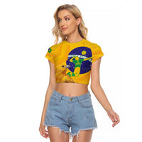 Brasil Volleyball Raglan Cropped T Shirt Go Champions Canario-da-terra - Wonder Print Shop
