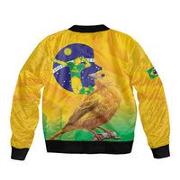 Brasil Volleyball Sleeve Zip Bomber Jacket Go Champions Canario-da-terra - Wonder Print Shop